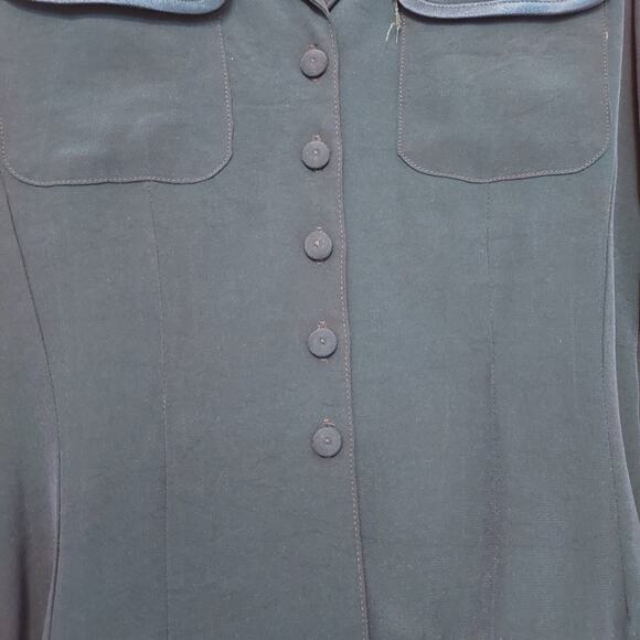 Vintage Audio by Connie Anderson Teal Blue Two Piece Button Down Shirt Skirt Set - Picture 9 of 15